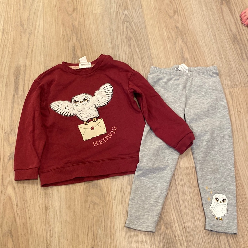 H&M Harry Potter girls outfit. Hedwig. Size 3T. Sweatshirt and Pants